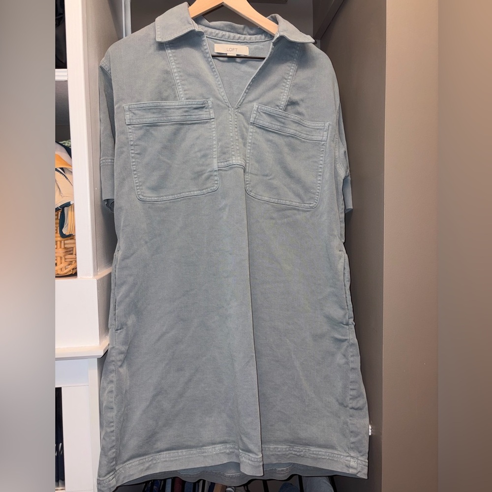 LOFT Denim Oversized Shirtdress Medium NWOT